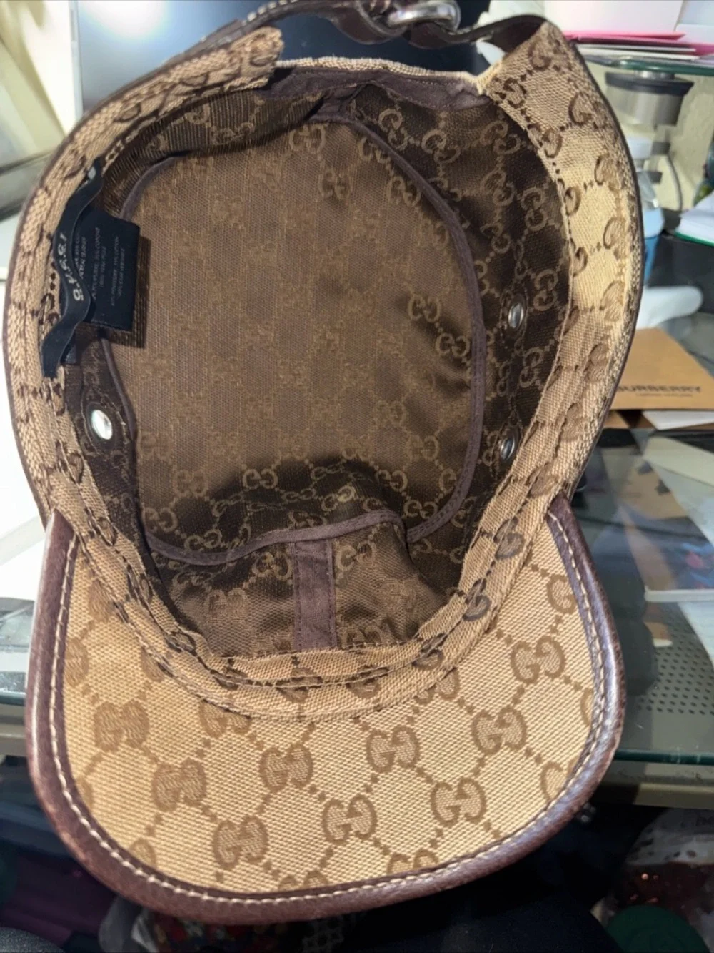 Gucci/Tom Ford military Cap Beige/Brown GG Canvas hat Size XL - Picture 5 of 7